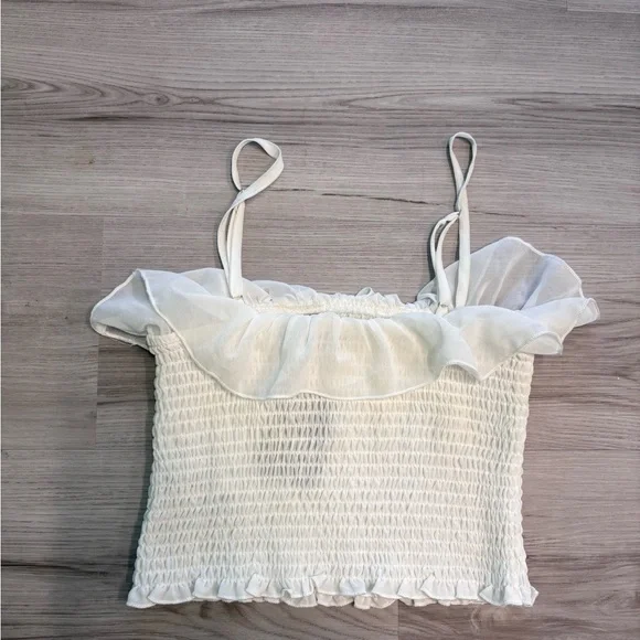 Forever 21 White Ruffle Smocked Camisole - Picture 2 of 5